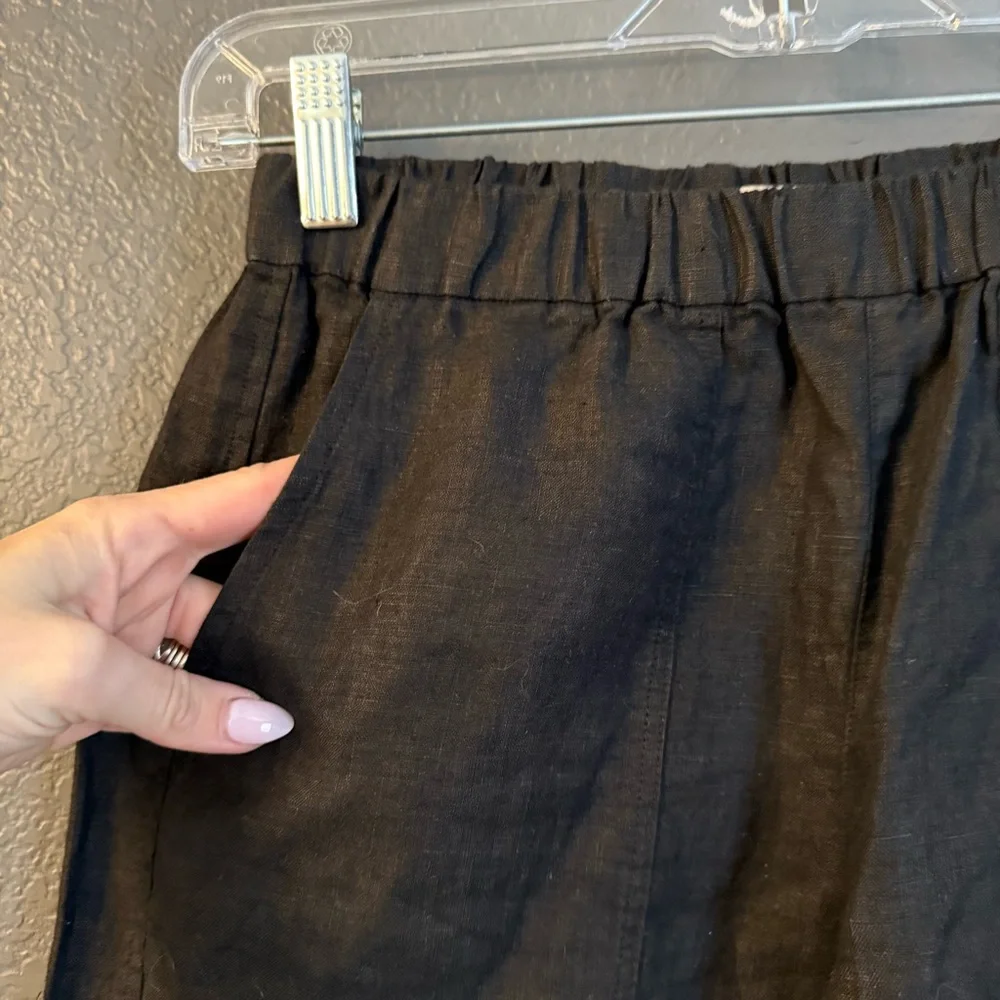 AYR • The Tourist Linen Pants Size XS Relaxed Straight Leg Black Casual